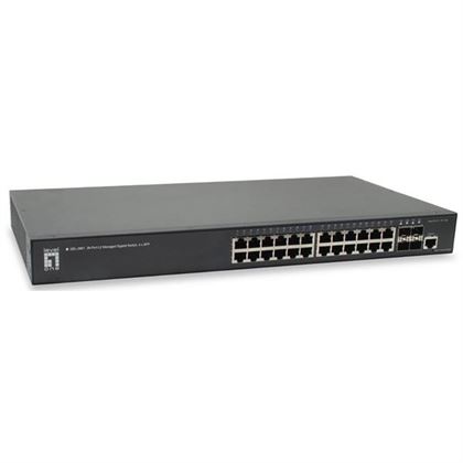 LEVELONE SWITCH 24x10/100/1000 L3 LTE MA.+2xSFP/RJ45 COMBO