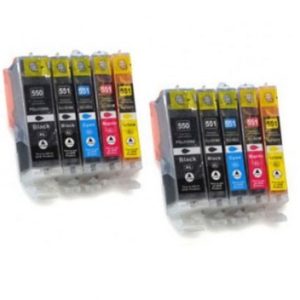 Conjunto 10 Tinteiros Canon PGI-550 / CLI-551 Compatíveis