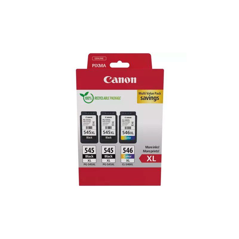 Conjunto 3 Tinteiros Canon 2x PG-545XL + CL-546XL Originais