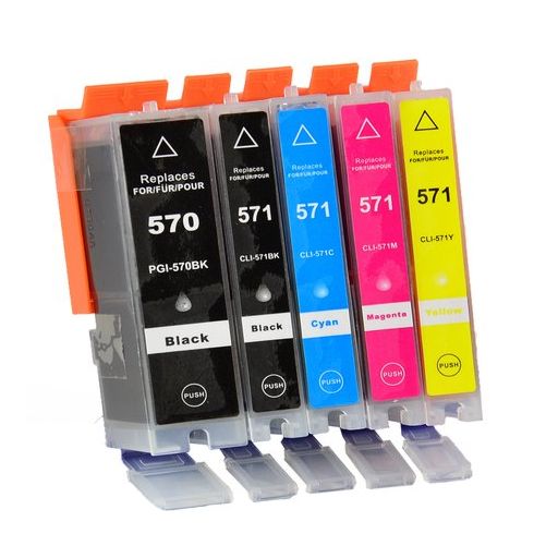 Conjunto 5 Tinteiros Canon PGI-570 / CLI-571 Compatíveis