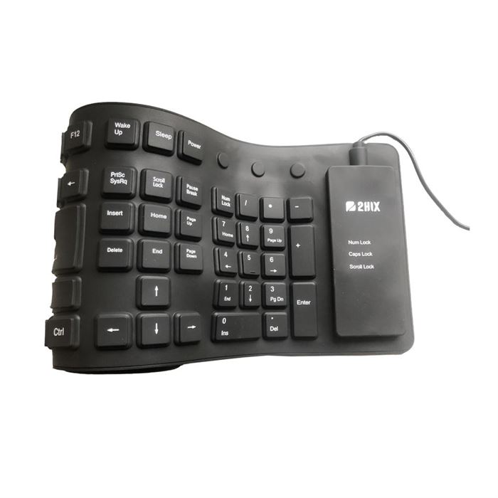 Teclado 2HIX Silicon Lavável e Flexivel USB Preto