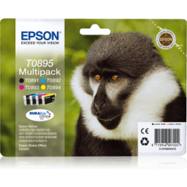 Conjunto 4 Tinteiros Epson T0895 Original Série Macaco (C13T08954020)
