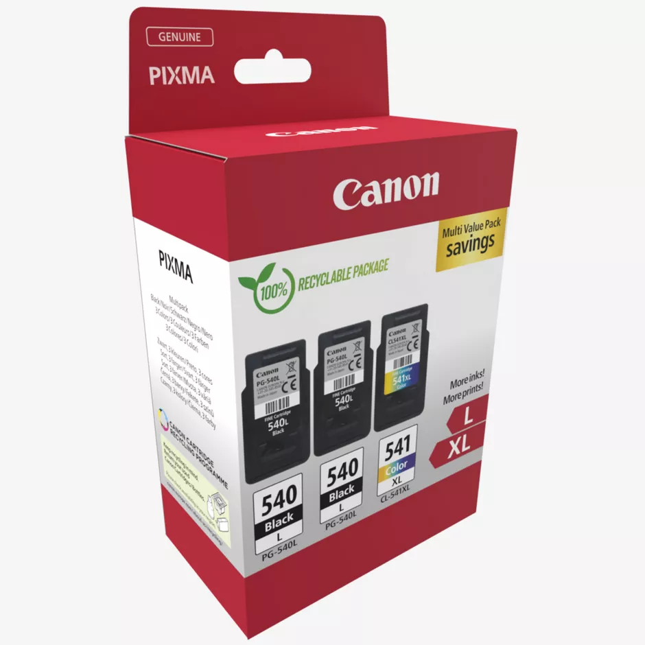 Conjunto 2 Tinteiros Canon PG-540L + CL-541XL Original + 50 Folhas