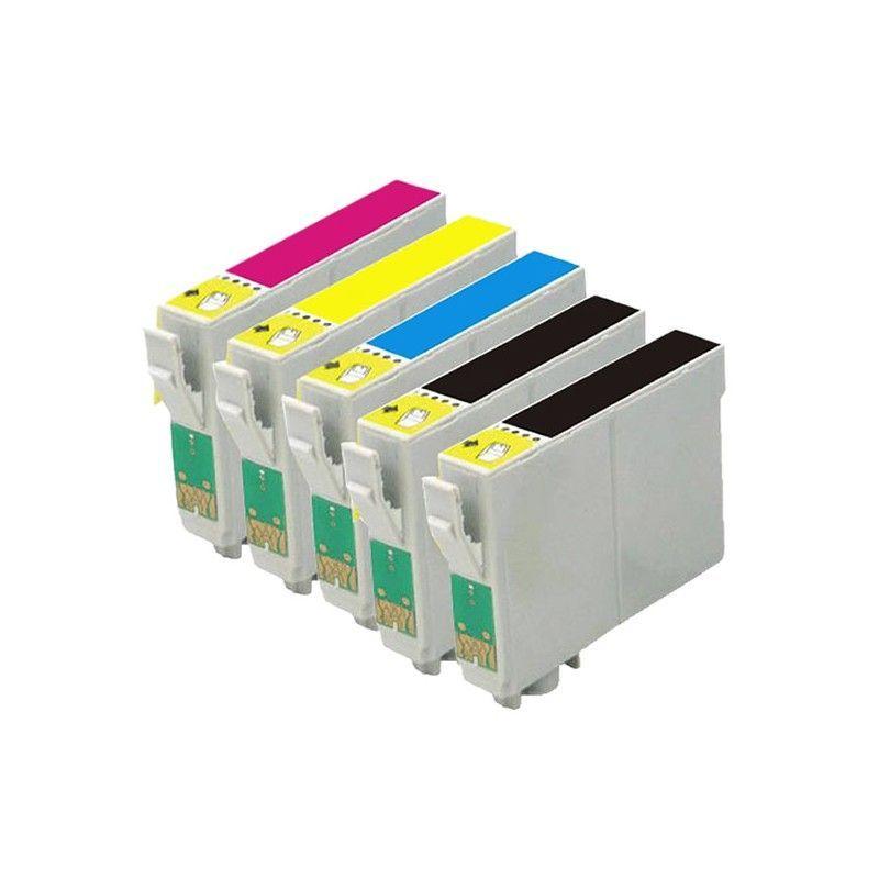 Conjunto de 5 Tinteiros Epson T0711 T0712 T0713 T0714 Compatíveis