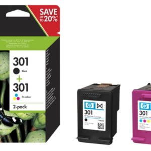 MultiPack 2 Tinteiros HP 301 Preto / Tri-color Originais (N9J72AE)