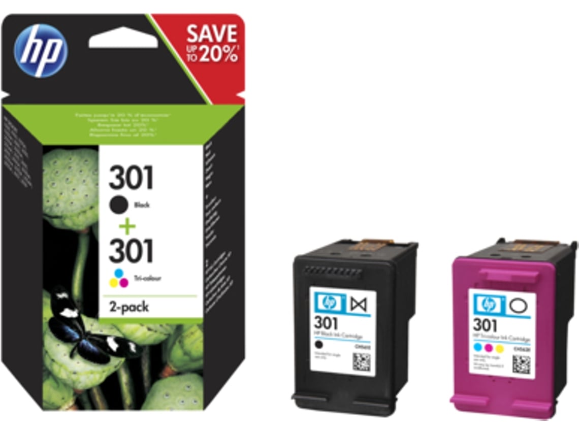 MultiPack 2 Tinteiros HP 301 Preto / Tri-color Originais (N9J72AE)