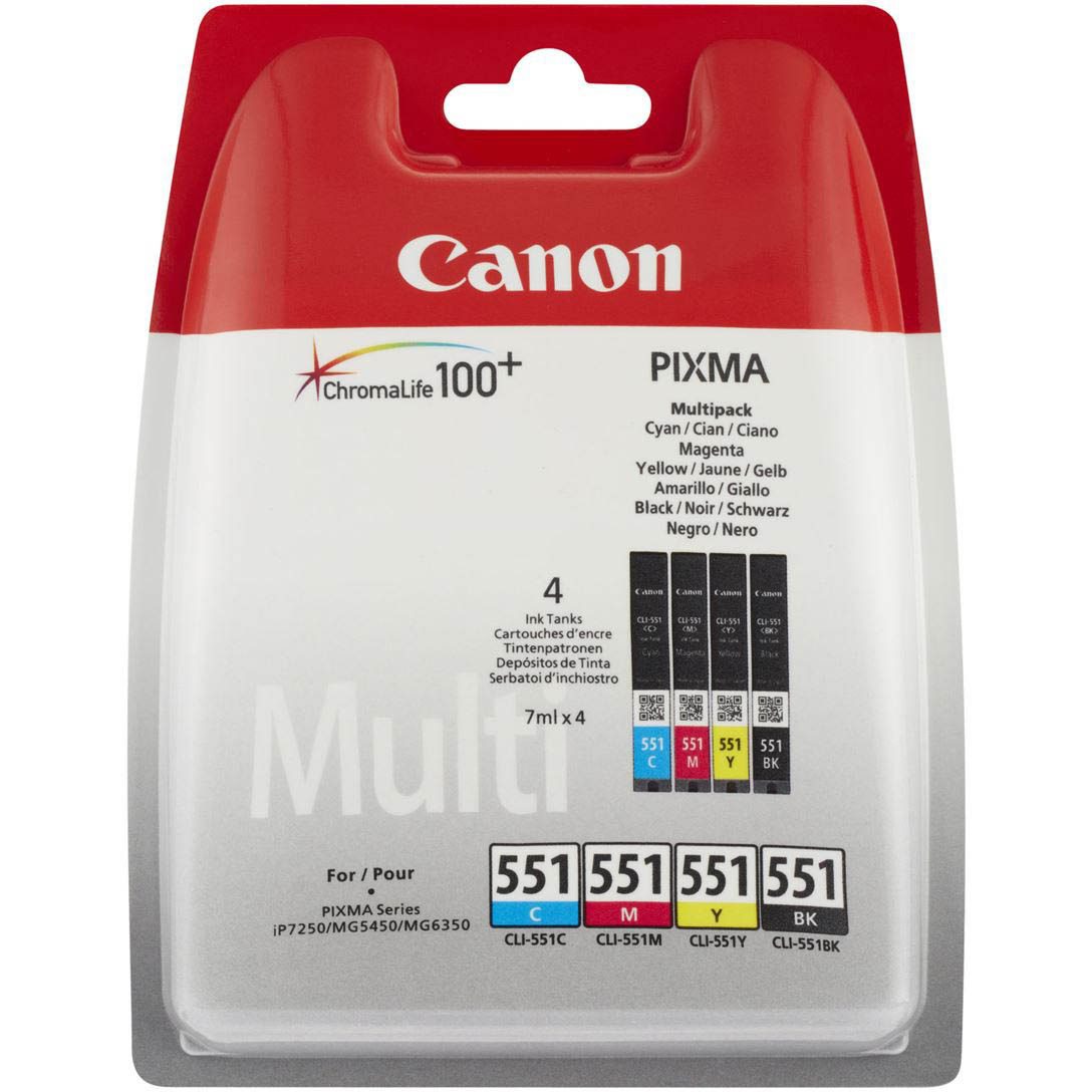 Pack 4 Tinteiros Originais Canon CLI-551 CMYK (6509B008)